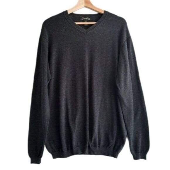 PRONTO UOMO Sweater V-neck Grey Fine Knit Men's Sz M - Picture 1 of 7